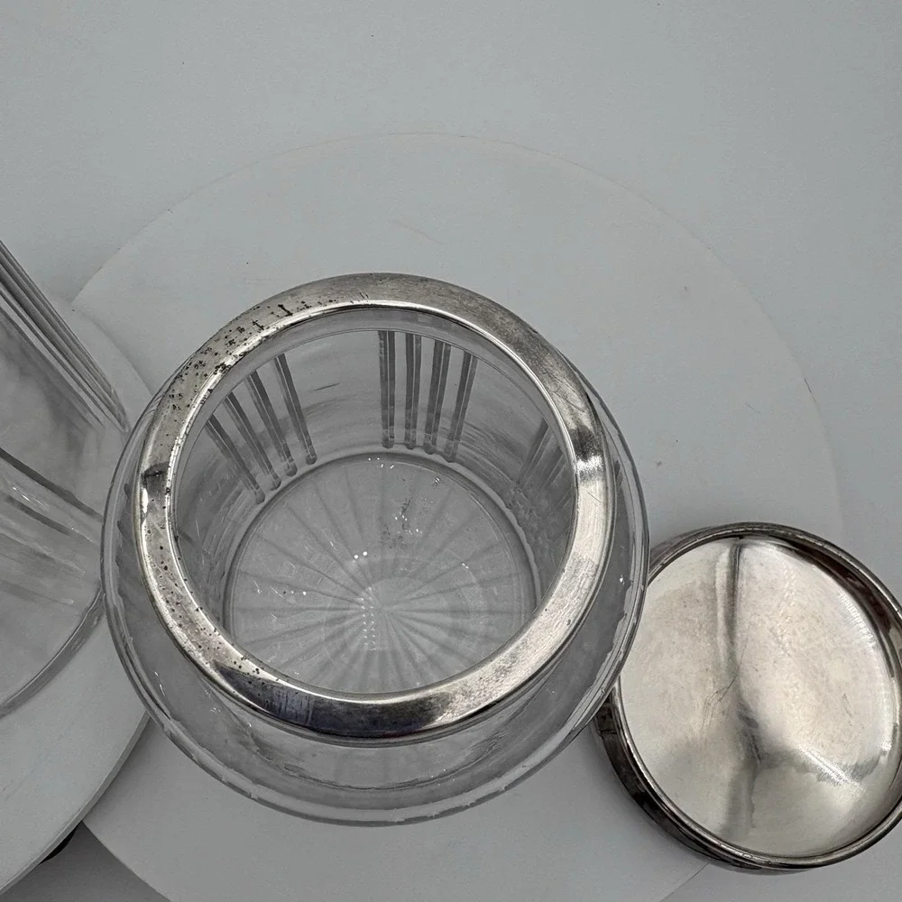 Two Piece Vintage Hoosier Ribbed Glass Canister Set 7
